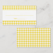Sunshine Yellow Country Gingham Platzkarte (Vorne/Hinten)