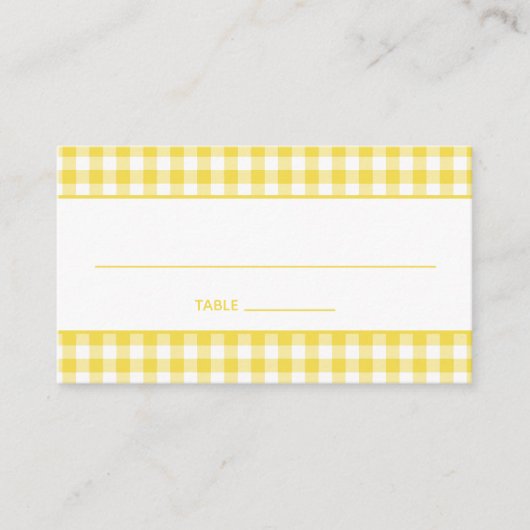 Sunshine Yellow Country Gingham Platzkarte (Vorderseite)