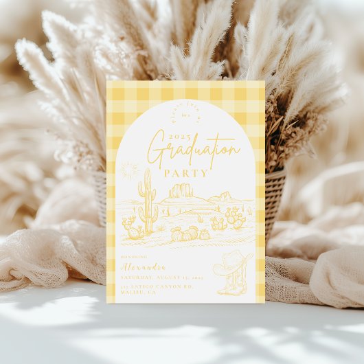 Sunshine Yellow Cowgirl Graduation Party Einladung