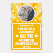 Sunshine Yellow Foto 60. Hochzeitstag Acrylschild (Vorderseite)