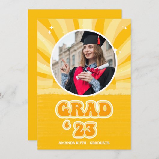Sunshine Yellow Grad Ankündigung (Vorne/Hinten)