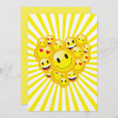 Sunshine Yellow Happy Smile Faces Rave Party Einladung (Vorne/Hinten)