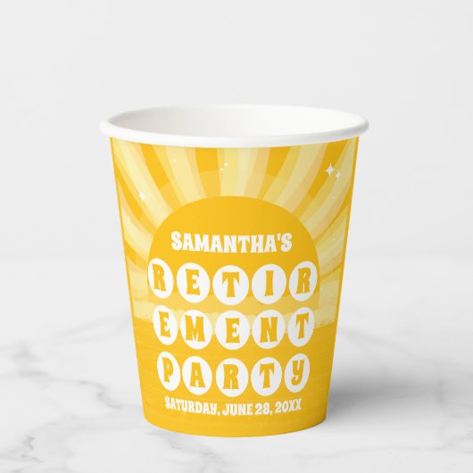 Sunshine Yellow Retirement Party Pappbecher (Vorderseite)