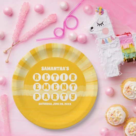 Sunshine Yellow Retirement Party Pappteller (Party)