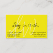 Sunshine Yellow Stylish Business Cards Visitenkarte (Rückseite)
