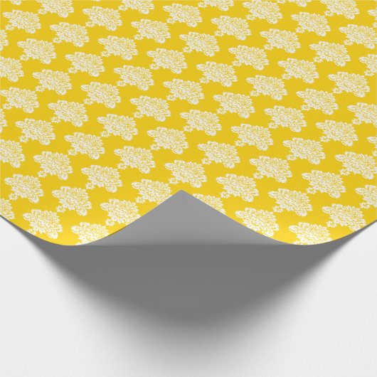 Sunshine Yellow | Weißes Damaskop-Papier Geschenkpapier (Ecke)