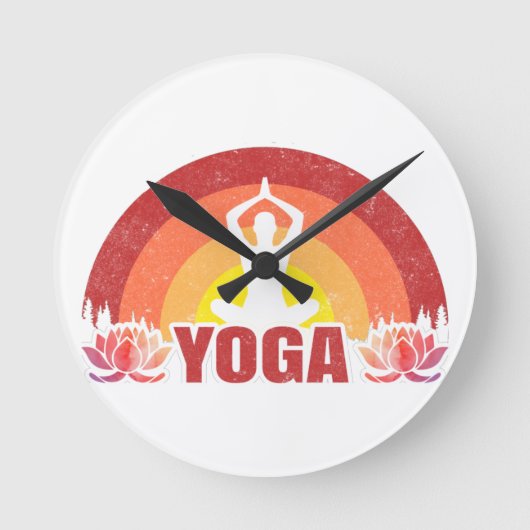 Sunshine Yoga Yogi Lotus Blume Runde Wanduhr (Vorderseite)