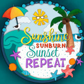 Suntan Travel Beach Palm Tree Sunset Gepäckanhänger