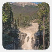Sunwapta River Kaskade Quadratischer Aufkleber (Vorderseite)
