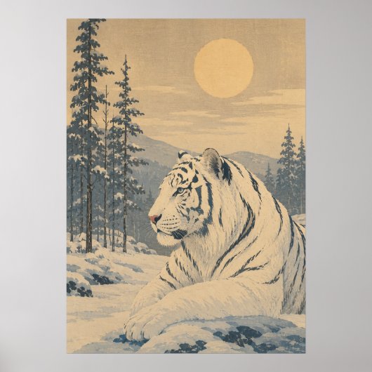Sunward II — Weißer Tiger im Winter Poster (Vorne)