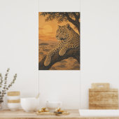 Sunward III — Leopard bei Sonnenuntergang Poster (Küche)