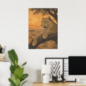 Sunward III — Leopard bei Sonnenuntergang Poster (Heimbüro)