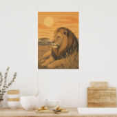 Sunward IV — Löwe bei Sonnenuntergang Poster (Küche)