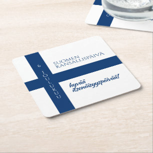Suomen Kansallispäivä Finnischer Nationalfeiertag  Rechteckiger Pappuntersetzer