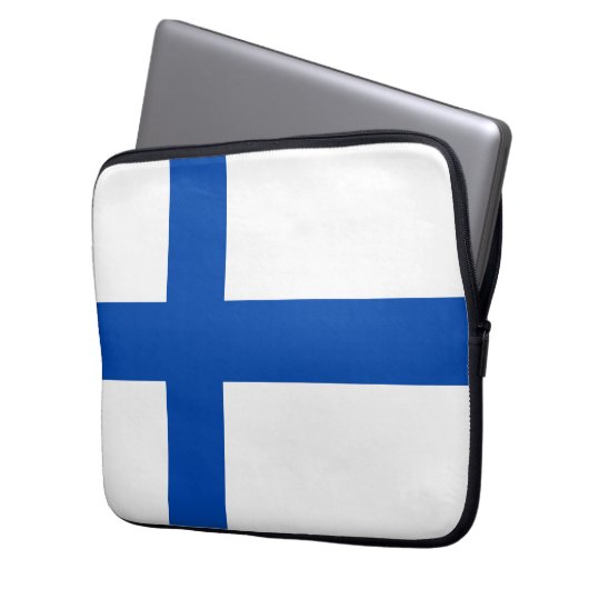 Suomen Lippu - die Flagge von Finnland Laptopschutzhülle (Vorderseite Links)