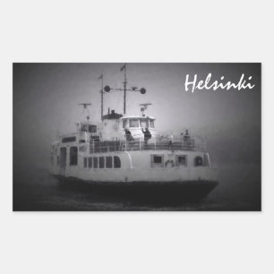 Suomenlinna (Helsinki) Fähre in Nebelaufkleber Rechteckiger Aufkleber