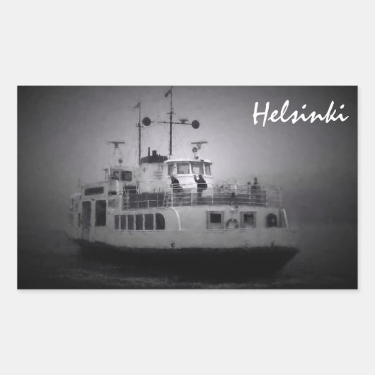 Suomenlinna (Helsinki) Fähre in Nebelaufkleber Rechteckiger Aufkleber (Vorderseite)