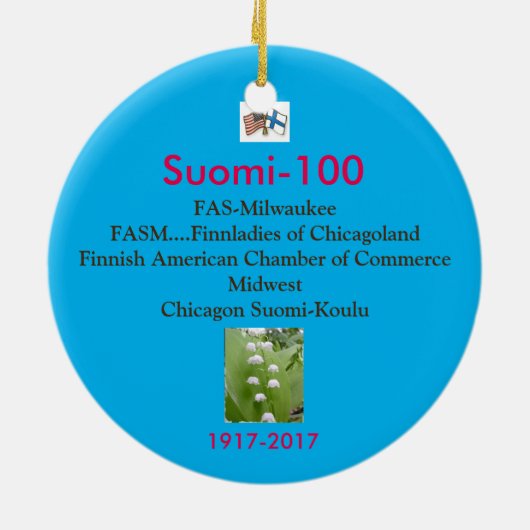 Suomi 100 Centennial-Andenken 1917-2017 Keramikornament (Hinten)