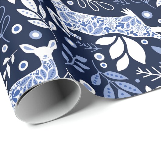 Suomi Finland Folk Art Reindeer Geschenkpapier (Rolleneckpunkt)