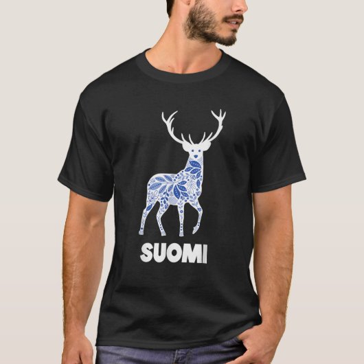 Suomi Finland Folk Art Reindeer T-Shirt (Vorderseite)