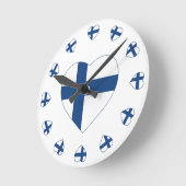 SUOMI FINLAND HERZFORM FLAG RUNDE WANDUHR (Winkel)