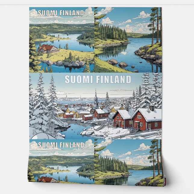 Suomi Finland Nature Illustrations Tapete (Abrollen)