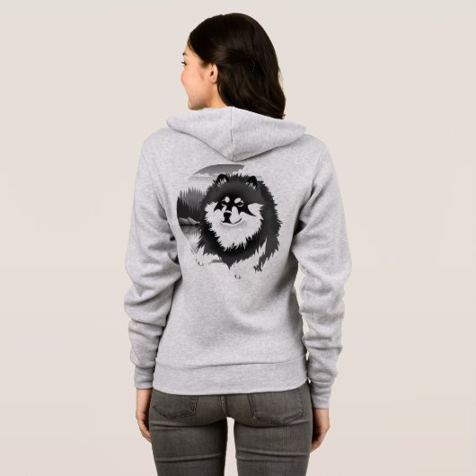SUOMI - Finnische Lapphund mit Reißverschluss - Vo Hoodie (Schwarz voll)