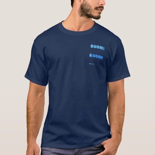 SUOMI (finnischer Stolz) blauer T - Shirt (Vorderseite)