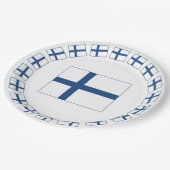 SUOMI FINNLAND FLAGGE PAPPTELLER (Schrägansicht)