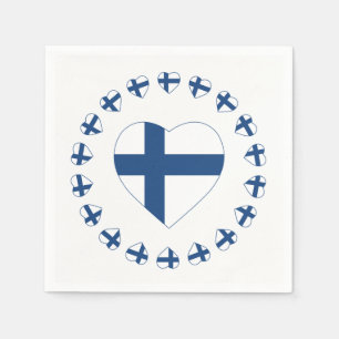 SUOMI FINNLAND HERZ-FORM-FLAGGE SERVIETTE