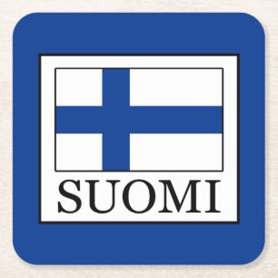 Suomi Rechteckiger Pappuntersetzer