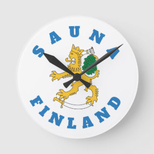 Suomileijona – Sauna-Finland – seinäkello Runde Wanduhr