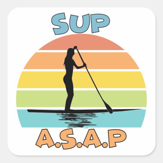 SUP ASAP Standup Paddling Quadratischer Aufkleber (Vorderseite)