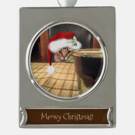 Sup Beer? Funny Spaß Kitty Cat Foto Fotografie Banner-Ornament Silber