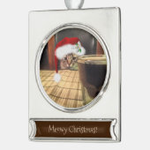 Sup Beer? Funny Spaß Kitty Cat Foto Fotografie Banner-Ornament Silber (Links)