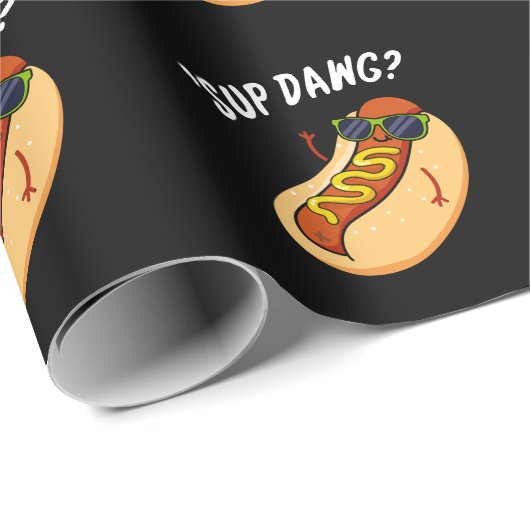 Sup Dawg Funny Hot Dog Pub Dark BG Geschenkpapier (Rolleneckpunkt)