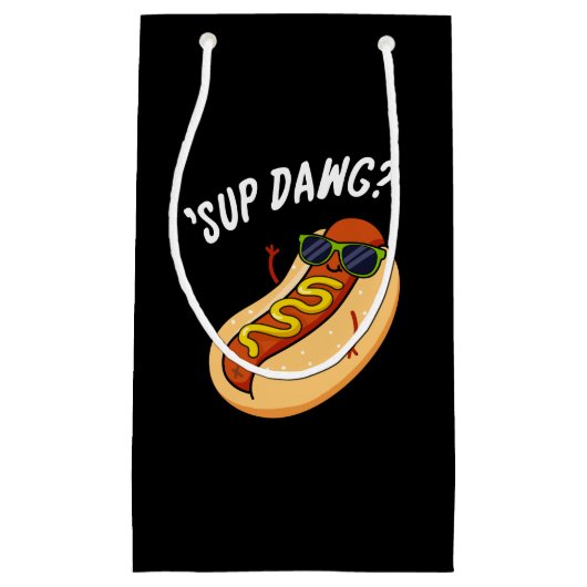 Sup Dawg Funny Hot Dog Pub Dark BG Kleine Geschenktüte (Vorderseite)