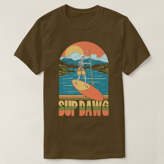 SUP Dawg Stand Up Paddleboard Funny Skelettsee T-Shirt (Design vorne)