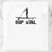 SUP Girl Ovaler Aufkleber (Tasche)