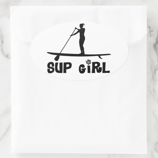 SUP Girl Ovaler Aufkleber (Tasche)