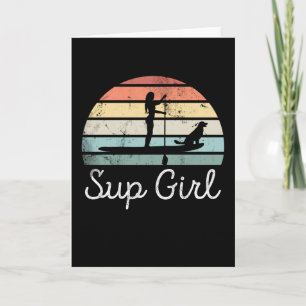 Sup Girl Paddleboarding Dog Canine Geschenk Karte