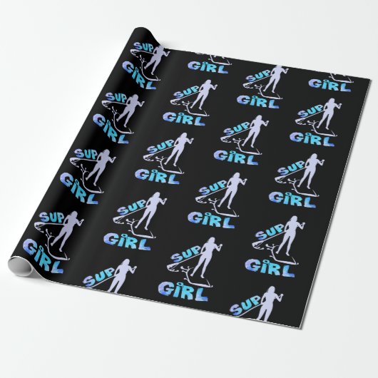 SUP Girl SUP Paddle Board Geschenkpapier (Ungerollt)