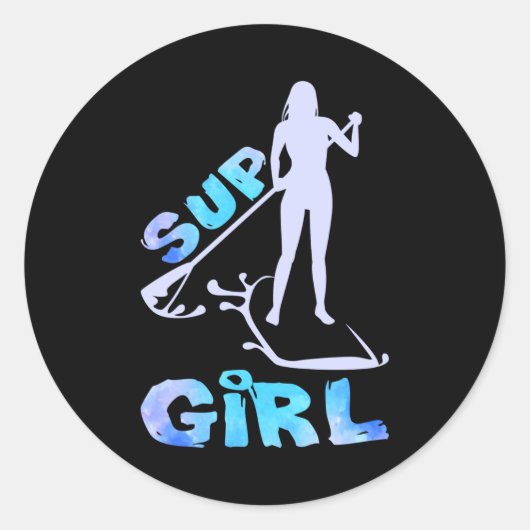 SUP Girl SUP Paddle Board Runder Aufkleber (Vorderseite)
