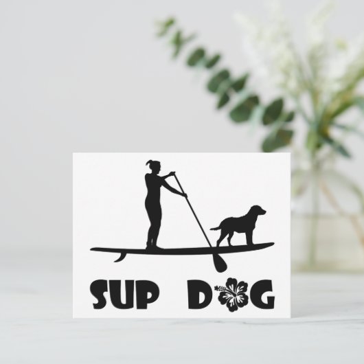 SUP Hund Stehend Postkarte (Stehend Vorderseite)
