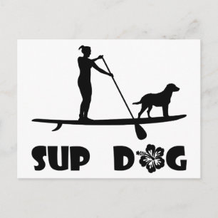 SUP Hund Stehend Postkarte