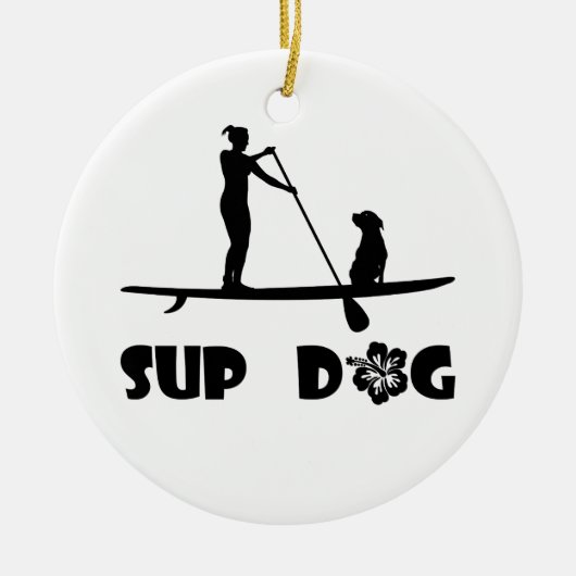 SUP Hundesitzen Keramik Ornament (Vorne)
