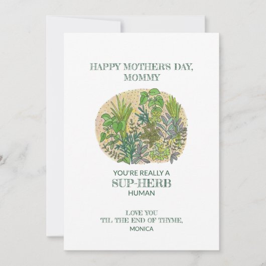Sup-Kraut Pun Herb Muttertag Karte (Vorderseite)