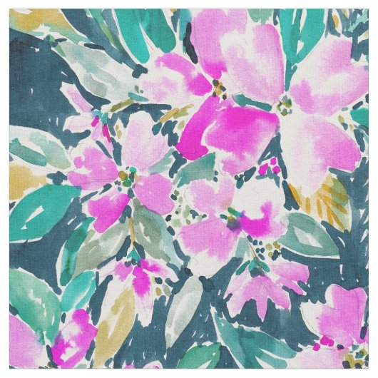SUP-KUMPEL Hartriegel-BlumenAquarell Stoff (Nahaufnahme)