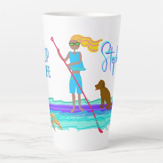 SUP Life Illustrated Mädchen mit Hund Milchtasse (Vorderseite)
