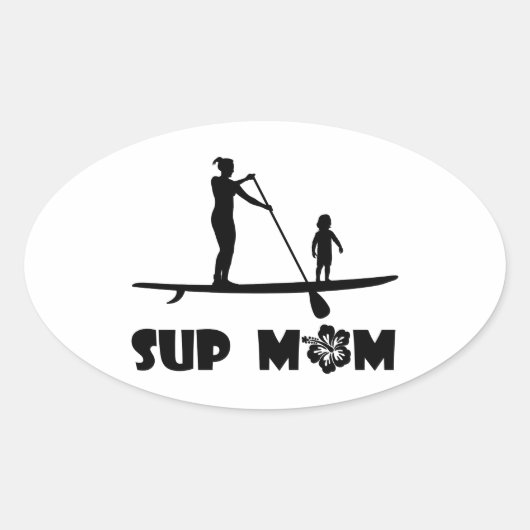 SUP-Mama Ovaler Aufkleber (Vorderseite)